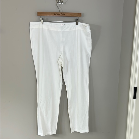Eileen Fisher Slim Ankle Pant White Washable Stretch Crepe Trouser Sz 2X NEW - Picture 3 of 11